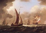 Francis Swaine Small craft at sea in a stiff breeze oil painting reproduction